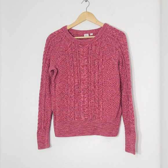GAP Marble Pink Cranberry 100% Cotton Crew Neck Knitted Pullover Sweater Medium - Picture 3 of 14